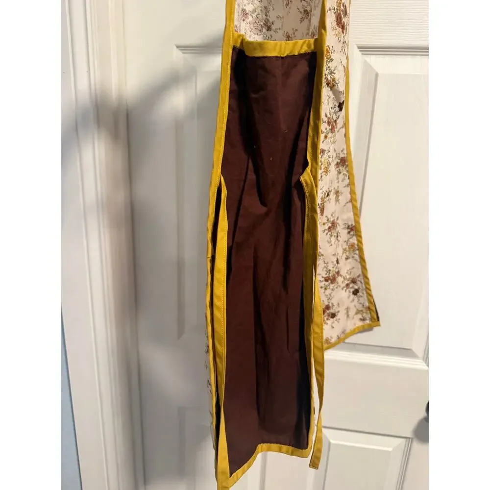 Vintage Brown Mustard Floral Apron Shirt (SG44)